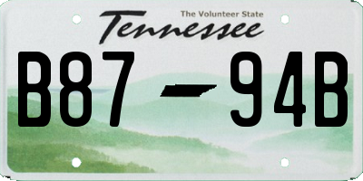 TN license plate B8794B