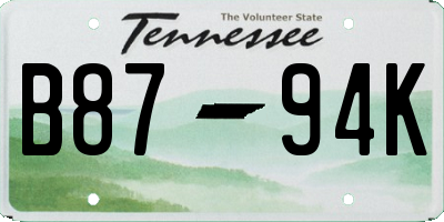 TN license plate B8794K