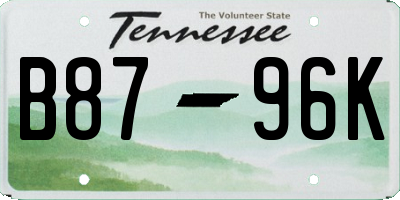 TN license plate B8796K