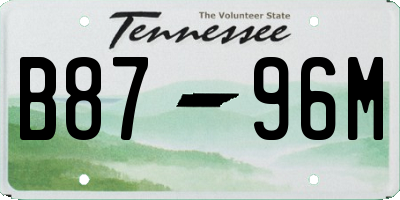 TN license plate B8796M