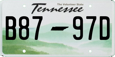 TN license plate B8797D