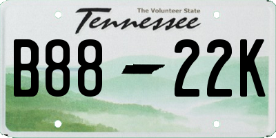 TN license plate B8822K