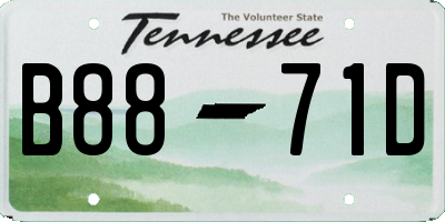 TN license plate B8871D