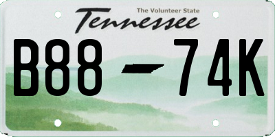TN license plate B8874K