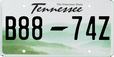 TN license plate B8874Z
