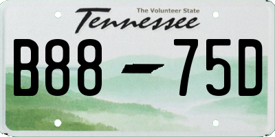 TN license plate B8875D