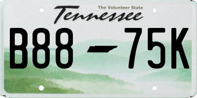 TN license plate B8875K