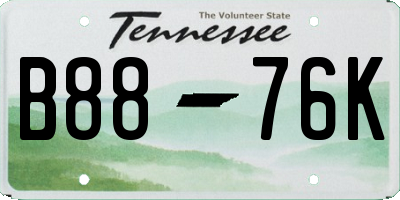 TN license plate B8876K