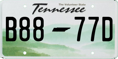 TN license plate B8877D