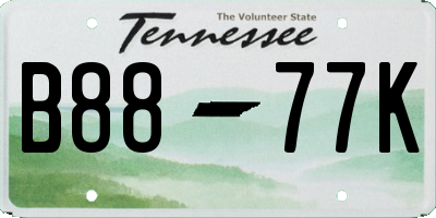 TN license plate B8877K