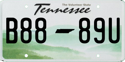 TN license plate B8889U