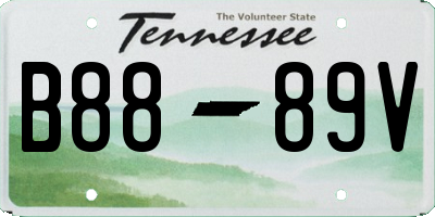 TN license plate B8889V
