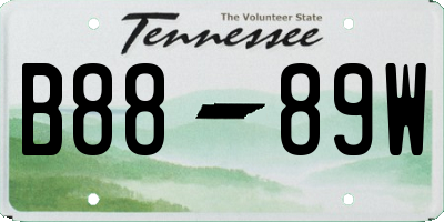 TN license plate B8889W