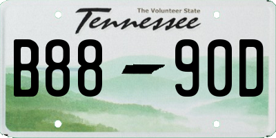 TN license plate B8890D