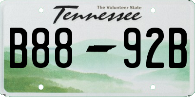TN license plate B8892B