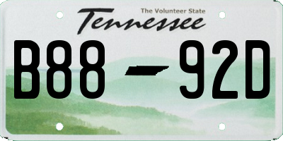 TN license plate B8892D