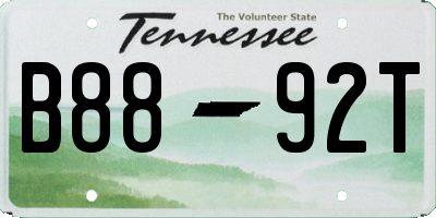 TN license plate B8892T