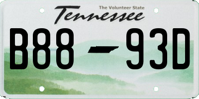 TN license plate B8893D