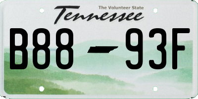 TN license plate B8893F