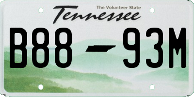 TN license plate B8893M