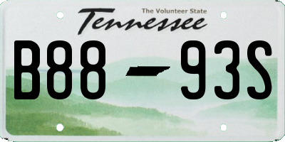 TN license plate B8893S