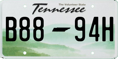 TN license plate B8894H
