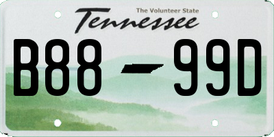 TN license plate B8899D