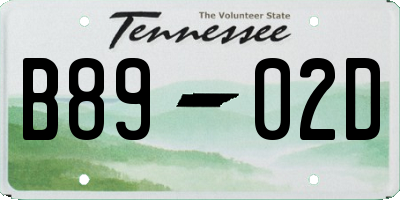 TN license plate B8902D