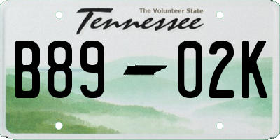 TN license plate B8902K