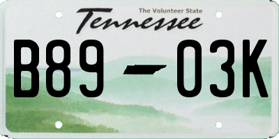 TN license plate B8903K