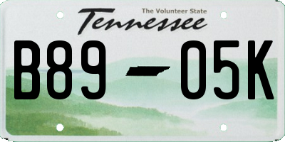 TN license plate B8905K