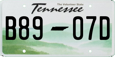 TN license plate B8907D