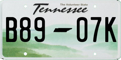 TN license plate B8907K
