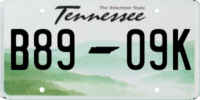 TN license plate B8909K