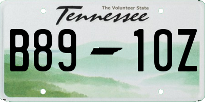 TN license plate B8910Z