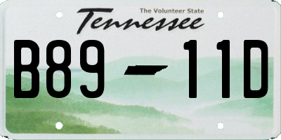 TN license plate B8911D