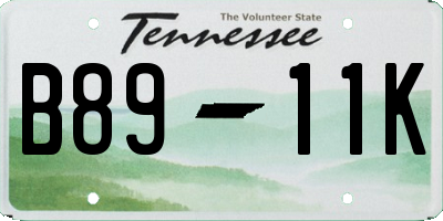 TN license plate B8911K