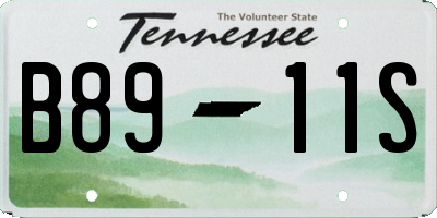TN license plate B8911S