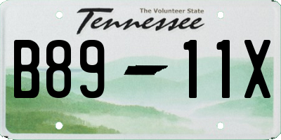 TN license plate B8911X