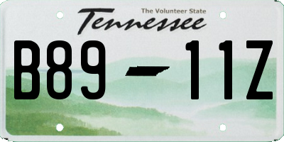 TN license plate B8911Z
