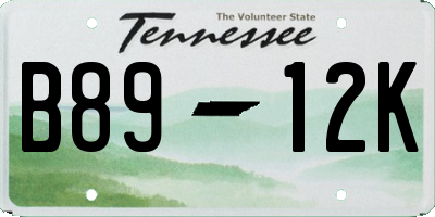 TN license plate B8912K