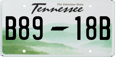 TN license plate B8918B
