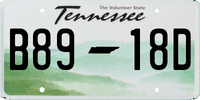 TN license plate B8918D