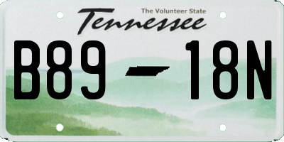 TN license plate B8918N