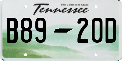 TN license plate B8920D