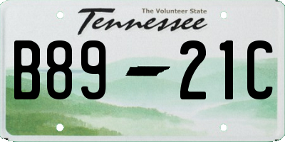TN license plate B8921C