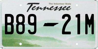 TN license plate B8921M
