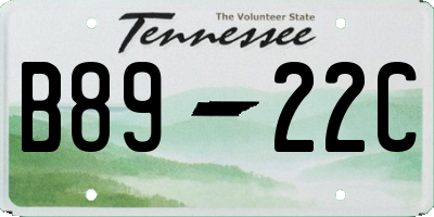 TN license plate B8922C
