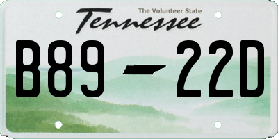 TN license plate B8922D