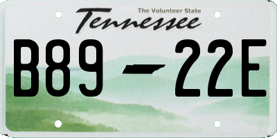 TN license plate B8922E